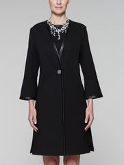 Ponte Faux Leather Trim Coat