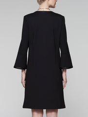 Ponte Faux Leather Trim Coat