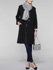 Ponte Faux Leather Trim Coat