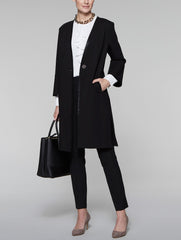 Ponte Faux Leather Trim Coat