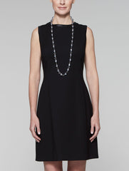 Ponte Faux Leather Trim Dress