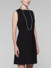 Ponte Faux Leather Trim Dress