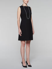 Ponte Faux Leather Trim Dress