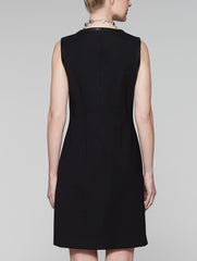 Ponte Faux Leather Trim Dress