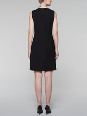 Ponte Faux Leather Trim Dress