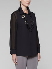 Sheer Sleeve Blouse
