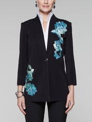 Floral Appliqué Knit Jacket
