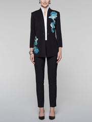 Floral Appliqué Knit Jacket