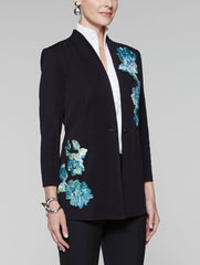 Floral Appliqué Knit Jacket