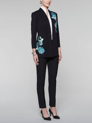 Floral Appliqué Knit Jacket