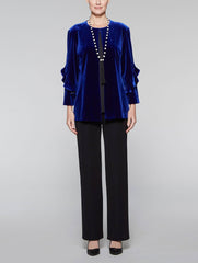 Ruffle Sleeve Velvet Jacket