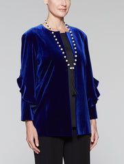 Ruffle Sleeve Velvet Jacket