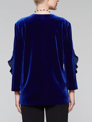 Ruffle Sleeve Velvet Jacket