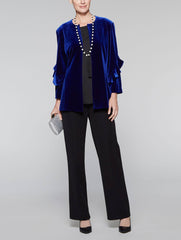 Ruffle Sleeve Velvet Jacket