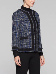 Tweed Jacket with Knit Trim