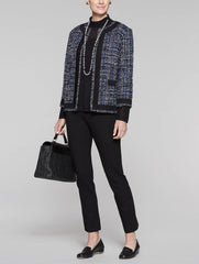 Tweed Jacket with Knit Trim