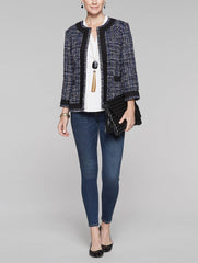 Tweed Jacket with Knit Trim