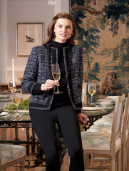 Tweed Jacket with Knit Trim