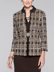 Rhinestone Clasp Jacket Color Black/Gold/Butter