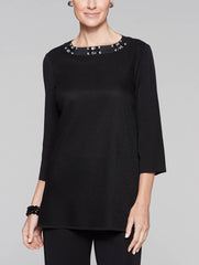 Stone Trim Tunic Color Black
