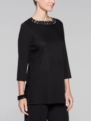 Stone Trim Tunic Color Black