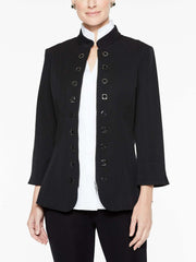 Grommet Zip Cotton Jacket Color Black