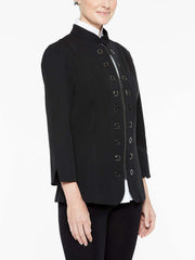 Grommet Zip Cotton Jacket Color Black