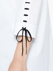 Cotton Blouse with Laced Cuffs Color White/Black