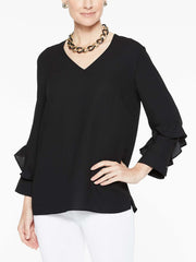 Ruffle Sleeve Tunic Color Black