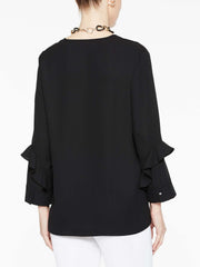 Ruffle Sleeve Tunic Color Black