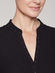 Blouse with Mini Stud Trim Color Black