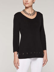 Grommet Trim Tunic Color Black
