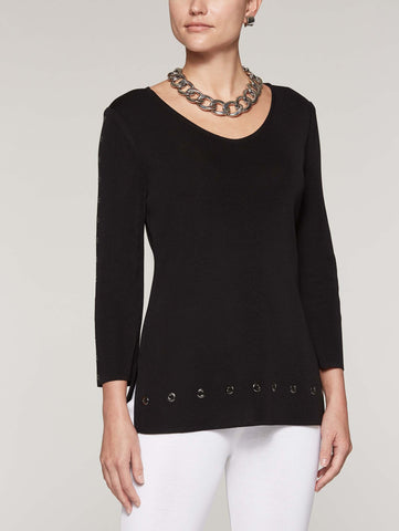 Grommet Trim Tunic Color Black