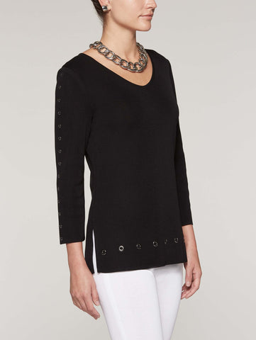 Grommet Trim Tunic Color Black