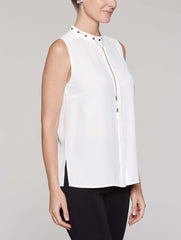 Crepe de Chine Tank With Chain Detail Color White