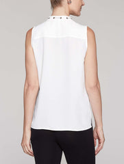 Crepe de Chine Tank With Chain Detail Color White
