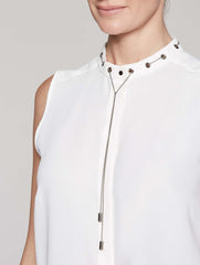 Crepe de Chine Tank With Chain Detail Color White