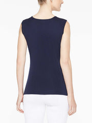 Indigo Classic Knit Scoop Neck Tank Top Color Indigo