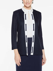 Laced Placket Jacket Color Indigo/White