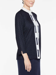 Laced Placket Jacket Color Indigo/White