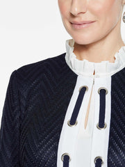 Laced Placket Jacket Color Indigo/White