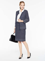 Tweed Dash Trim Jacket Color Indigo/White