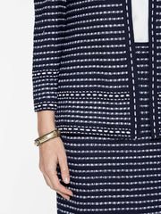 Tweed Dash Trim Jacket Color Indigo/White