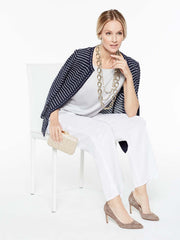 Tweed Dash Trim Jacket Color Indigo/White