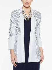 Embroidery Accent Jacket Color White/Indigo
