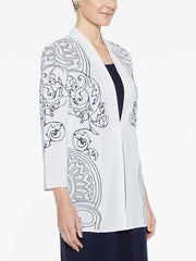Embroidery Accent Jacket Color White/Indigo