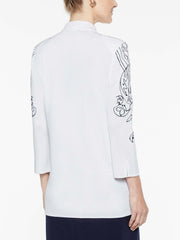 Embroidery Accent Jacket Color White/Indigo