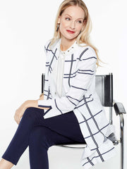 Graphic Plaid Topper Color White/Indigo