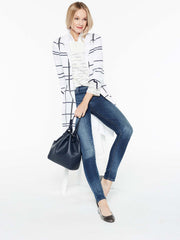 Graphic Plaid Topper Color White/Indigo