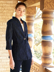 Textured Woven Jacket Color Indigo